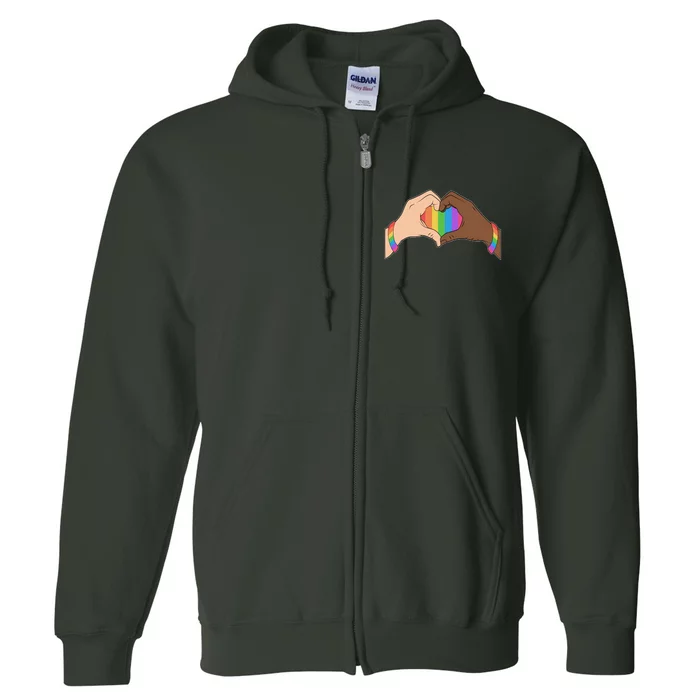 LGBT Pride Love Heart Hands Full Zip Hoodie