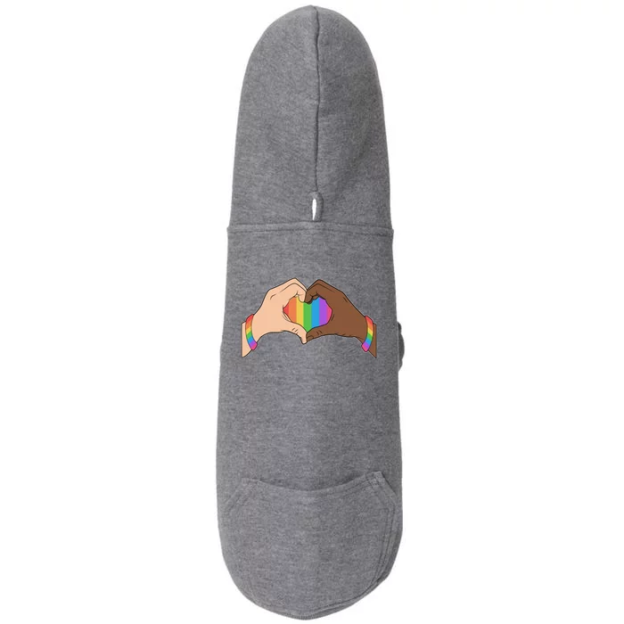 LGBT Pride Love Heart Hands Doggie 3-End Fleece Hoodie