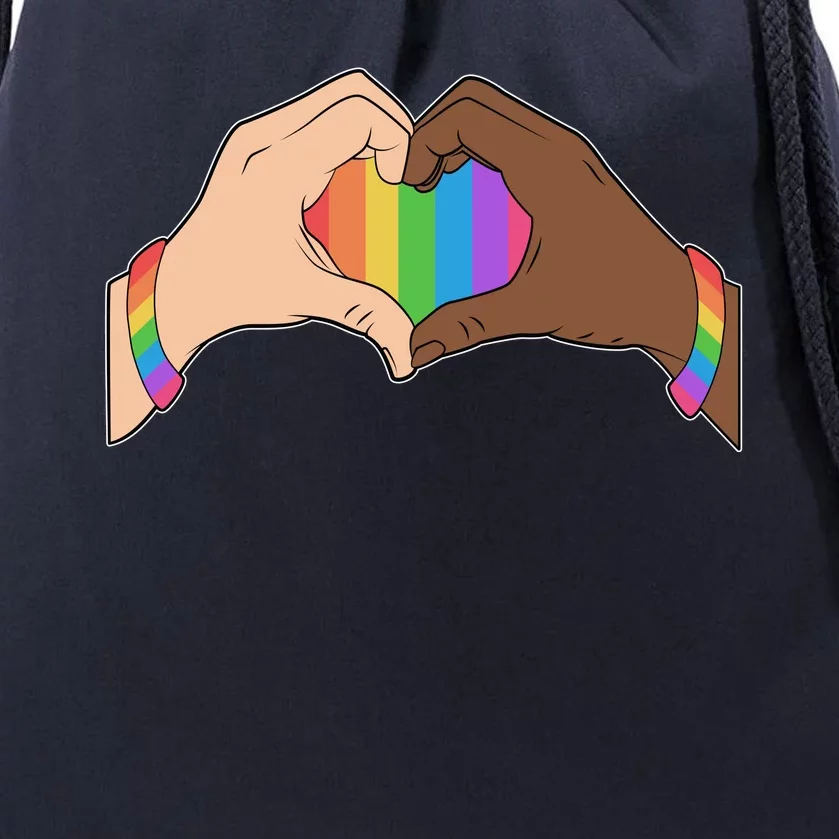 LGBT Pride Love Heart Hands Drawstring Bag