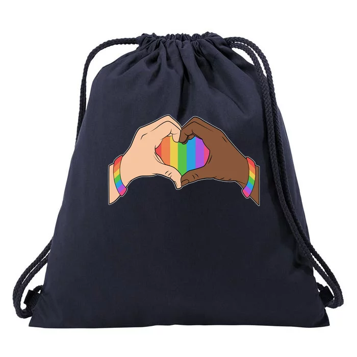 LGBT Pride Love Heart Hands Drawstring Bag