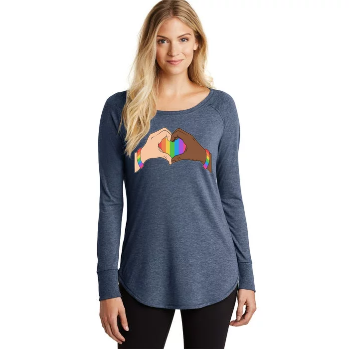 LGBT Pride Love Heart Hands Women's Perfect Tri Tunic Long Sleeve Shirt