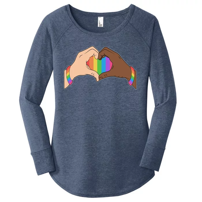 LGBT Pride Love Heart Hands Women's Perfect Tri Tunic Long Sleeve Shirt