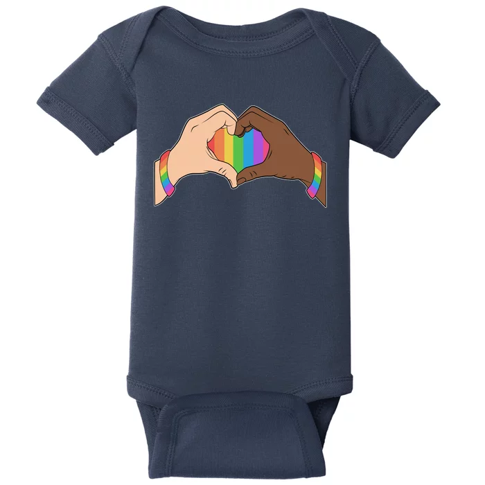 LGBT Pride Love Heart Hands Baby Bodysuit