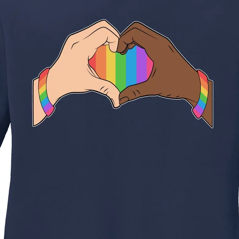 LGBT Pride Love Heart Hands Ladies Long Sleeve Shirt