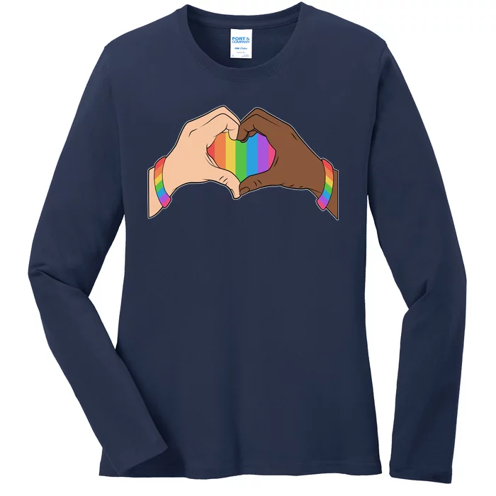 LGBT Pride Love Heart Hands Ladies Long Sleeve Shirt