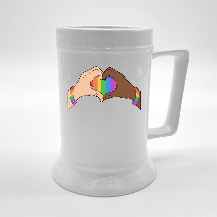 LGBT Pride Love Heart Hands Front & Back Beer Stein