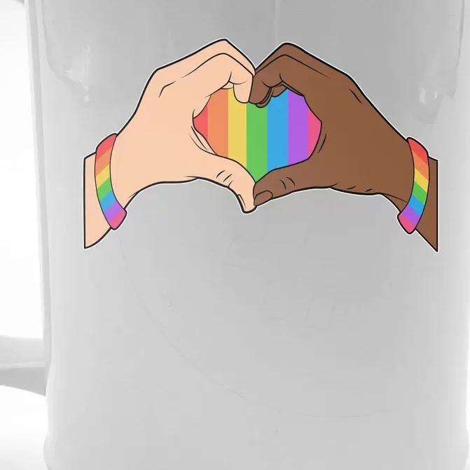 LGBT Pride Love Heart Hands Front & Back Beer Stein