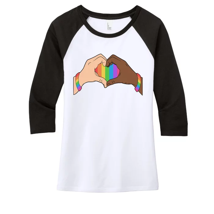 LGBT Pride Love Heart Hands Women's Tri-Blend 3/4-Sleeve Raglan Shirt