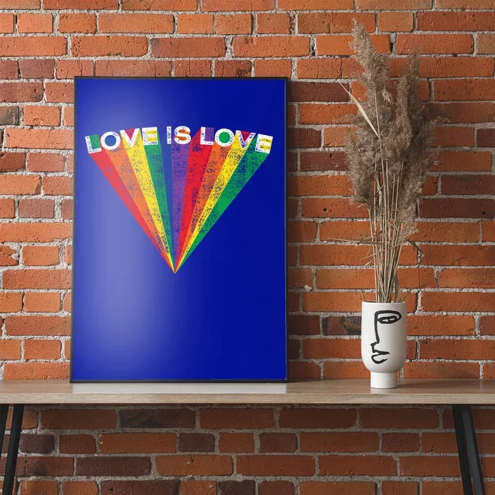 Lgbtq Pride Love Is Love Rainbow Stripe Gay Teen Adult Gift Meaningful Gift Poster