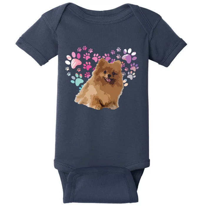 Love Pomeranian Baby Bodysuit