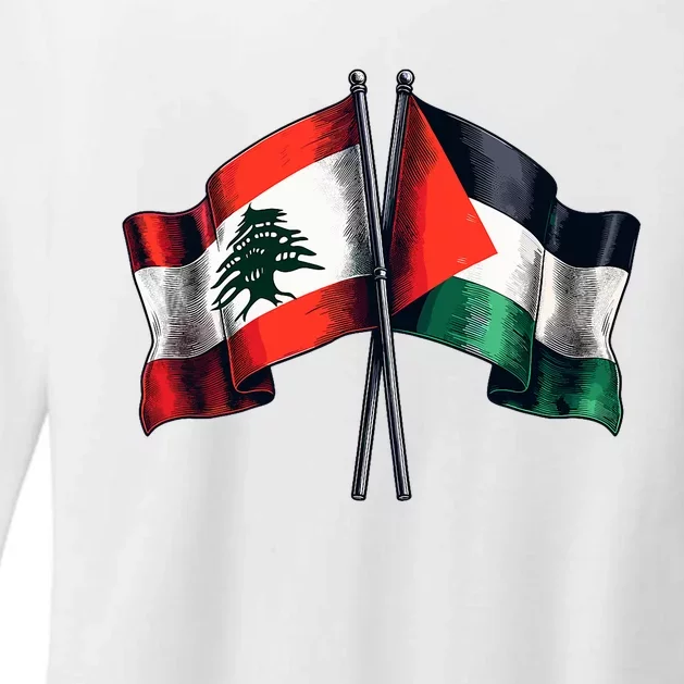 Lebanon Palestine Womens CVC Long Sleeve Shirt