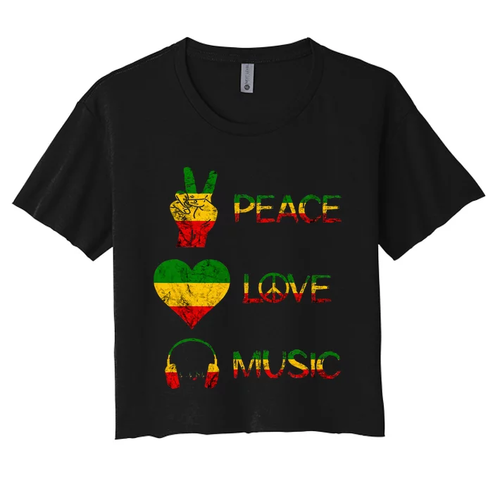 Love Peace Music Rasta Reggae Rastafari Roots Reggae Pride Women's Crop Top Tee