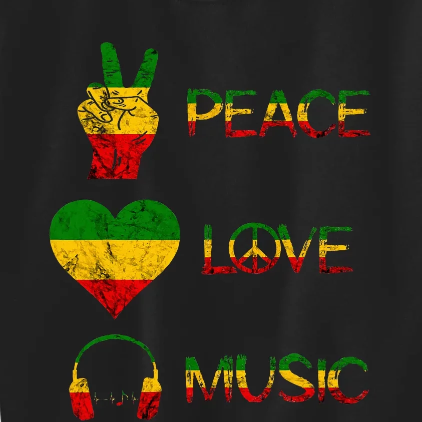 Love Peace Music Rasta Reggae Rastafari Roots Reggae Pride Kids Sweatshirt