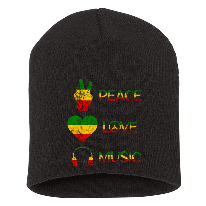 Love Peace Music Rasta Reggae Rastafari Roots Reggae Pride Short Acrylic Beanie