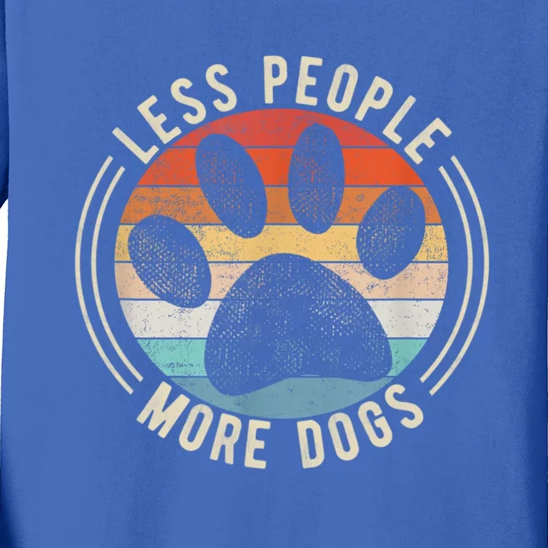 Less People More Dogs Funny Humorous Dog Lovers Kids Long Sleeve Shirt