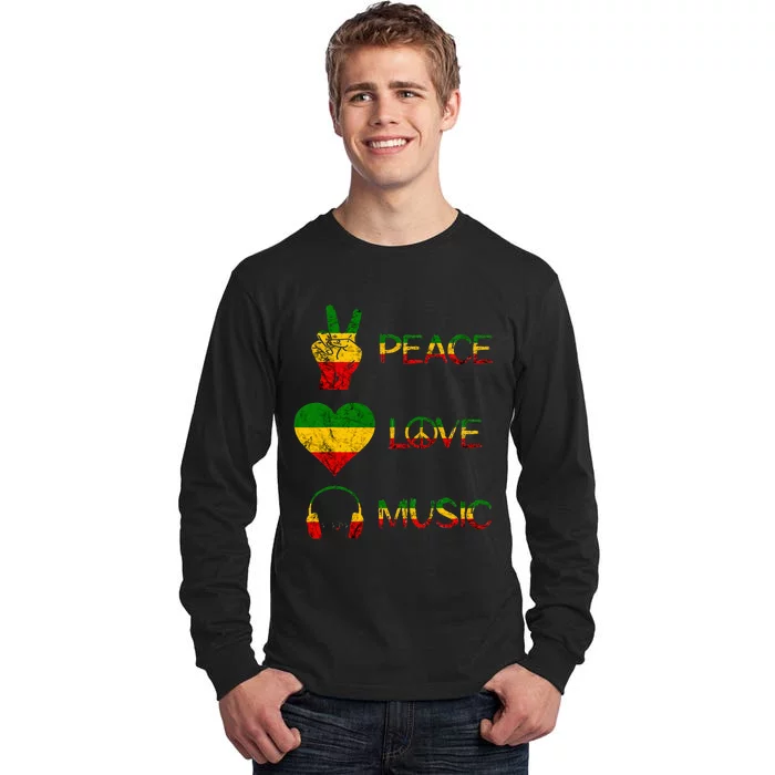 Love Peace Music Rasta Reggae Rastafari Roots Reggae Pride Tall Long Sleeve T-Shirt