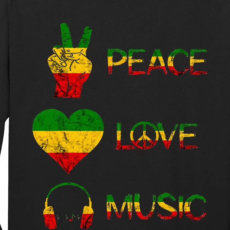 Love Peace Music Rasta Reggae Rastafari Roots Reggae Pride Tall Long Sleeve T-Shirt