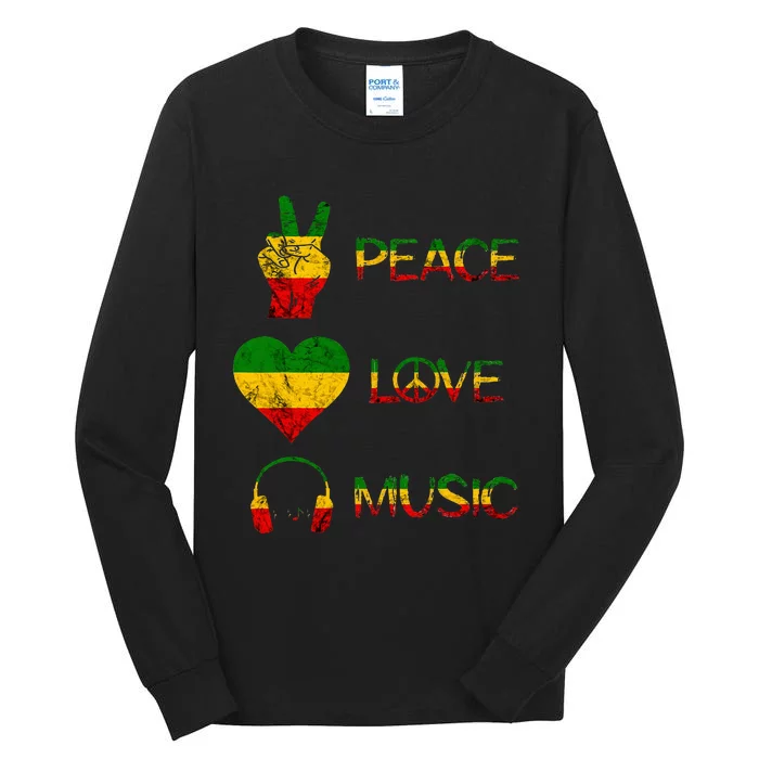 Love Peace Music Rasta Reggae Rastafari Roots Reggae Pride Tall Long Sleeve T-Shirt