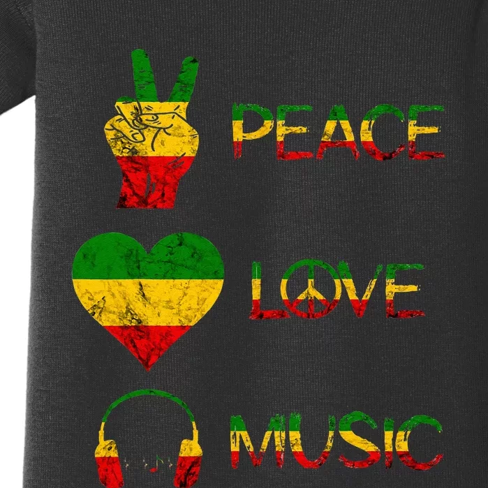 Love Peace Music Rasta Reggae Rastafari Roots Reggae Pride Baby Bodysuit