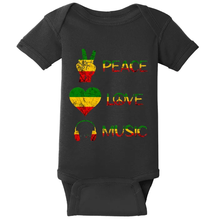 Love Peace Music Rasta Reggae Rastafari Roots Reggae Pride Baby Bodysuit