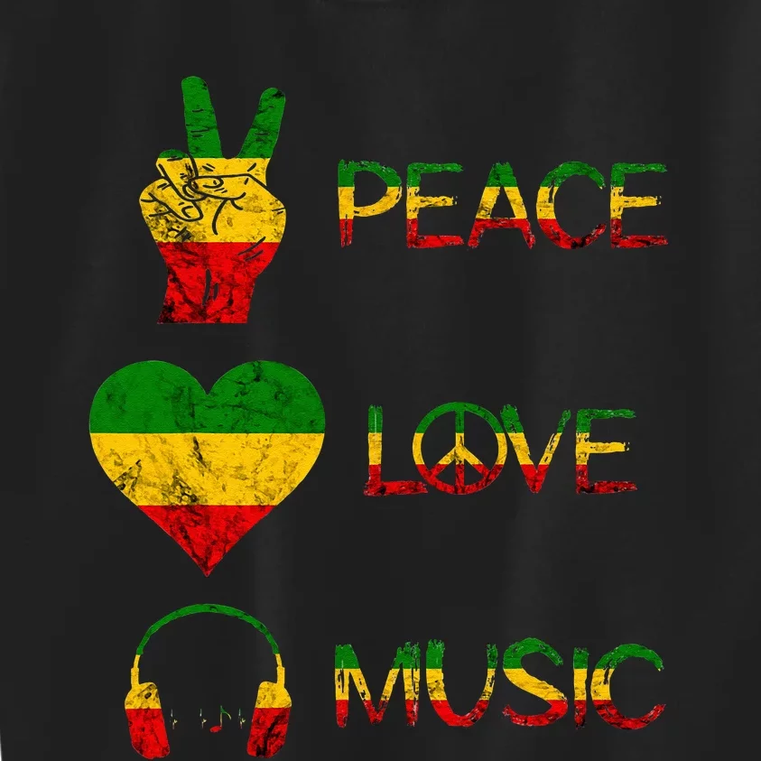 Love Peace Music Rasta Reggae Rastafari Roots Reggae Pride Kids Sweatshirt