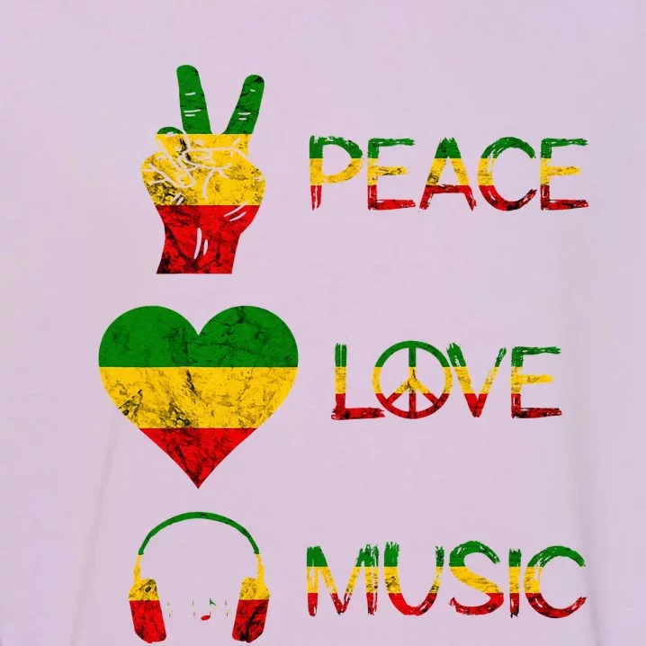 Love Peace Music Rasta Reggae Rastafari Roots Reggae Pride Garment-Dyed Sweatshirt