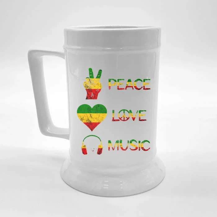 Love Peace Music Rasta Reggae Rastafari Roots Reggae Pride Front & Back Beer Stein