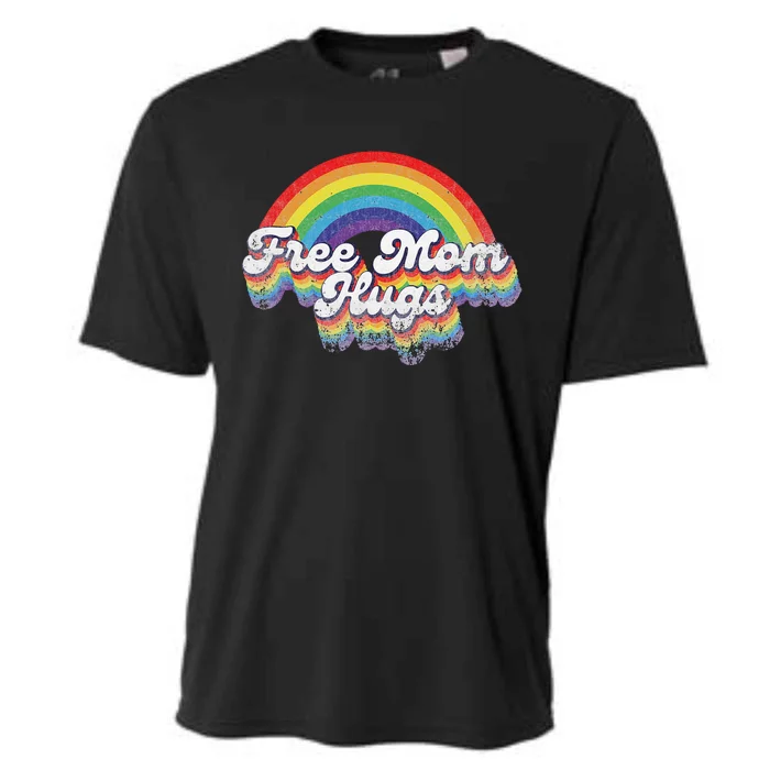 LGBT Pride Month Free Mom Hugs Rainbow Heart LGBT Flag Cooling Performance Crew T-Shirt