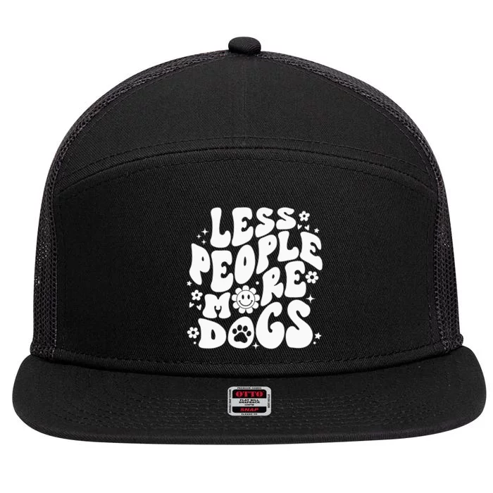 Less People More Dogs Black 7 Panel Mesh Trucker Snapback Hat