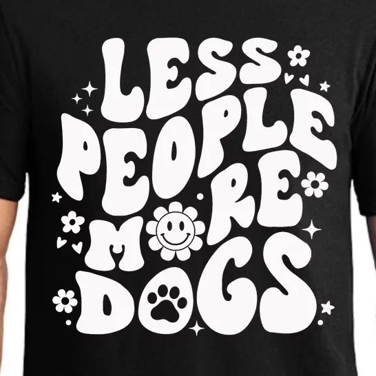 Less People More Dogs Black Pajama Set