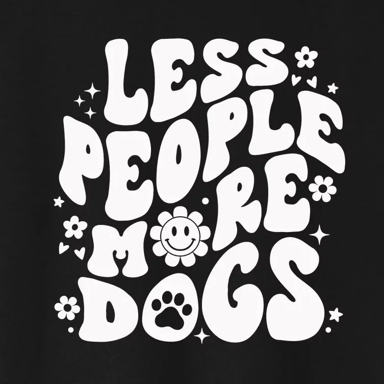 Less People More Dogs Black Women's Crop Top Tee