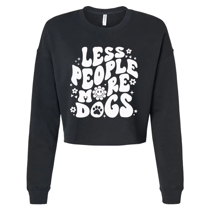 Less People More Dogs Black Cropped Pullover Crew