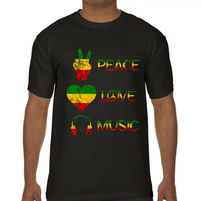 Love Peace Music Rasta Reggae Rastafari Roots Reggae Pride Comfort Colors T-Shirt