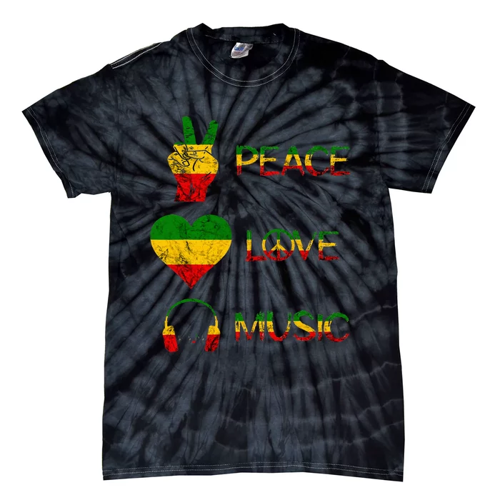 Love Peace Music Rasta Reggae Rastafari Roots Reggae Pride Tie-Dye T-Shirt