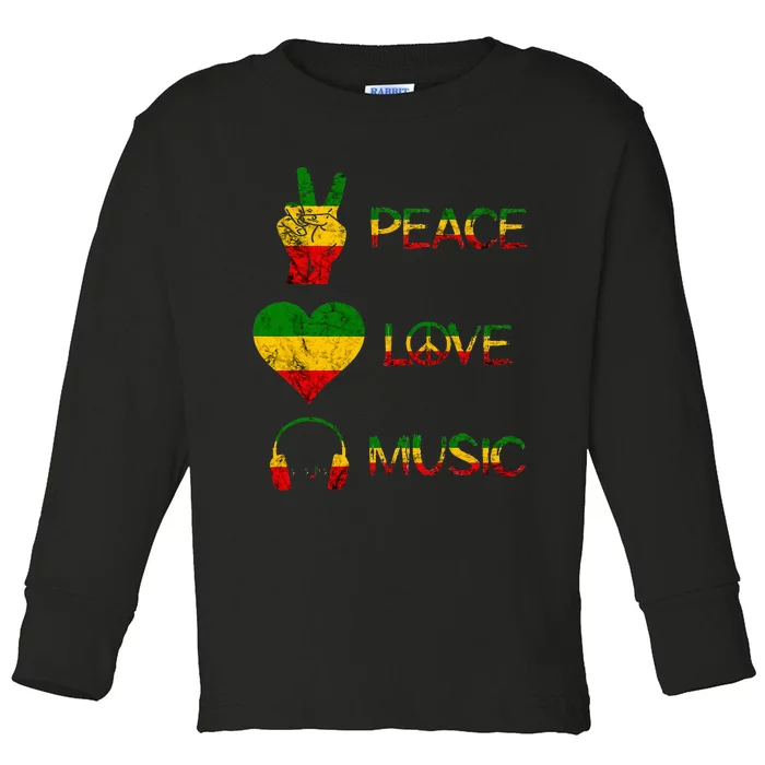 Love Peace Music Rasta Reggae Rastafari Roots Reggae Pride Toddler Long Sleeve Shirt