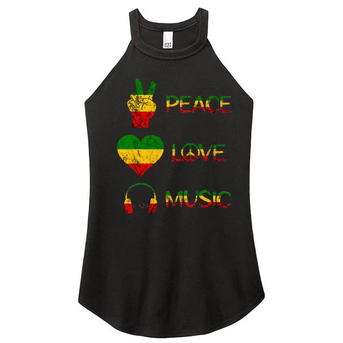 Love Peace Music Rasta Reggae Rastafari Roots Reggae Pride Women’s Perfect Tri Rocker Tank