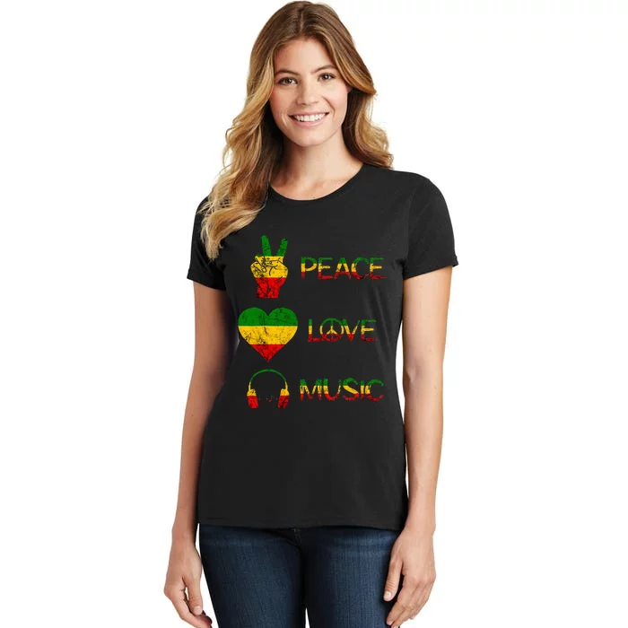 Love Peace Music Rasta Reggae Rastafari Roots Reggae Pride Women's T-Shirt