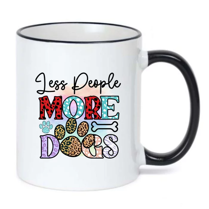 Less People More Dogs Black Color Changing Mug