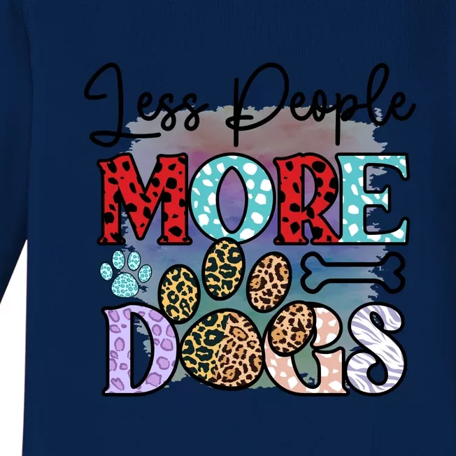 Less People More Dogs Baby Long Sleeve Bodysuit