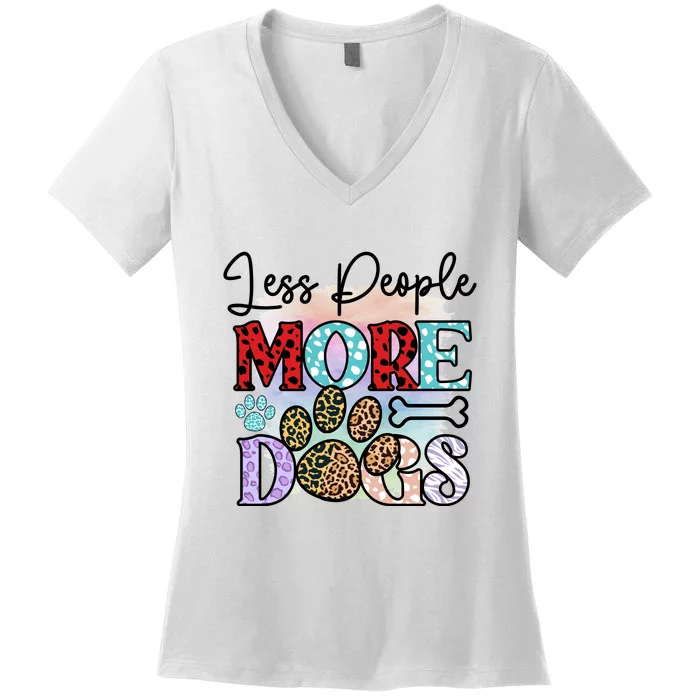 Less People More Dogs Women's V-Neck T-Shirt