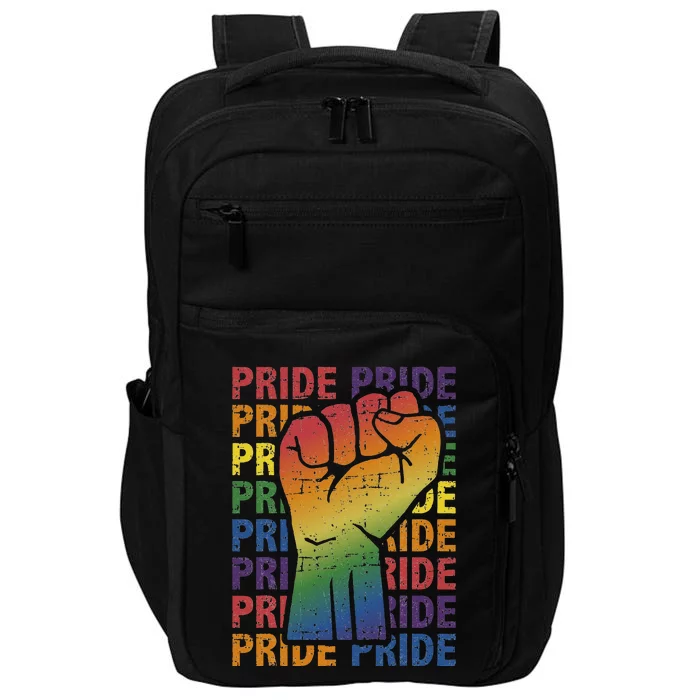 LGBT Pride Month Support With Rainbow Flag Fist Impact Tech Backpack