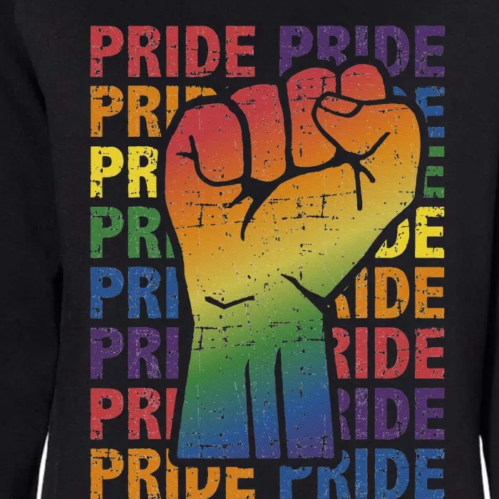 LGBT Pride Month Support With Rainbow Flag Fist Womens California Wash Sweatshirt