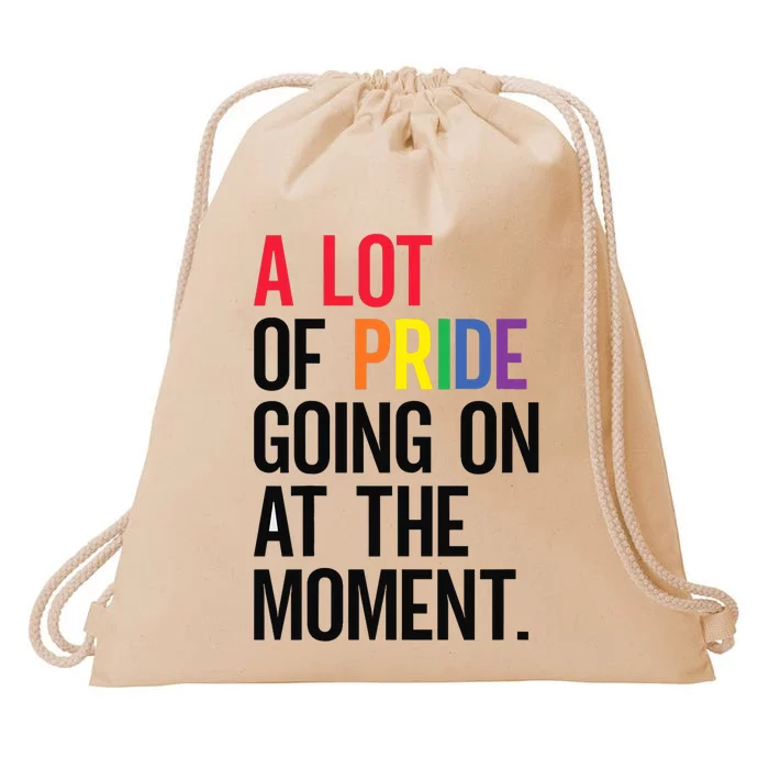 Lgbt Pride Month Funny A Lot Of Pride Going On At Moment Drawstring Bag