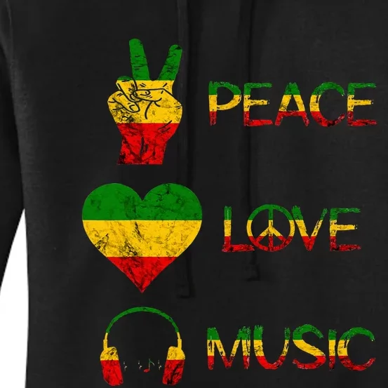 Love Peace Music Rasta Reggae Rastafari Roots Reggae Pride Women's Pullover Hoodie