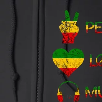 Love Peace Music Rasta Reggae Rastafari Roots Reggae Pride Full Zip Hoodie