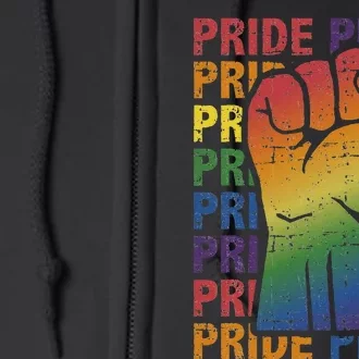 LGBT Pride Month Support With Rainbow Flag Fist Full Zip Hoodie