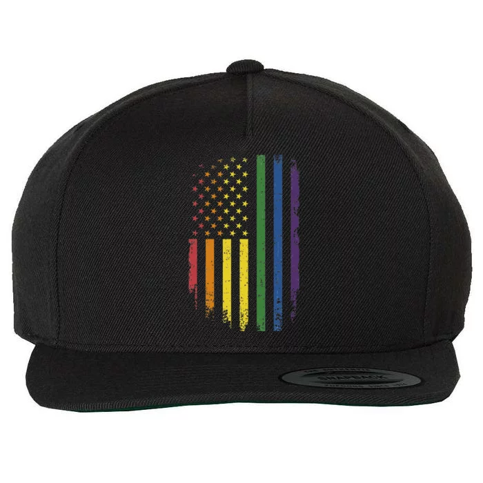 LGBTQ+ Pride Month US American Rainbow Flag For Equal Rights Wool Snapback Cap