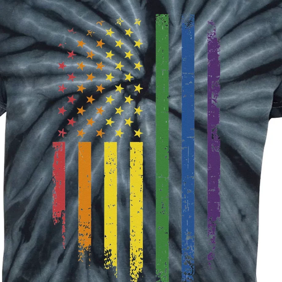 LGBTQ+ Pride Month US American Rainbow Flag For Equal Rights Kids Tie-Dye T-Shirt