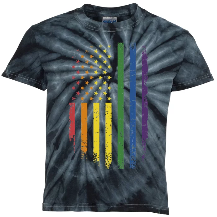 LGBTQ+ Pride Month US American Rainbow Flag For Equal Rights Kids Tie-Dye T-Shirt