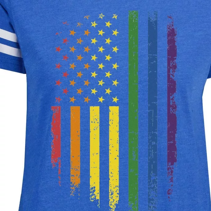 LGBTQ+ Pride Month US American Rainbow Flag For Equal Rights Enza Ladies Jersey Football T-Shirt